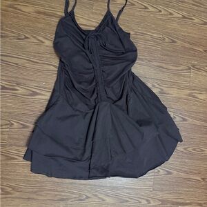 Urban Outfitters Dark Brown Gathered Layer Cotton  Mini Dress